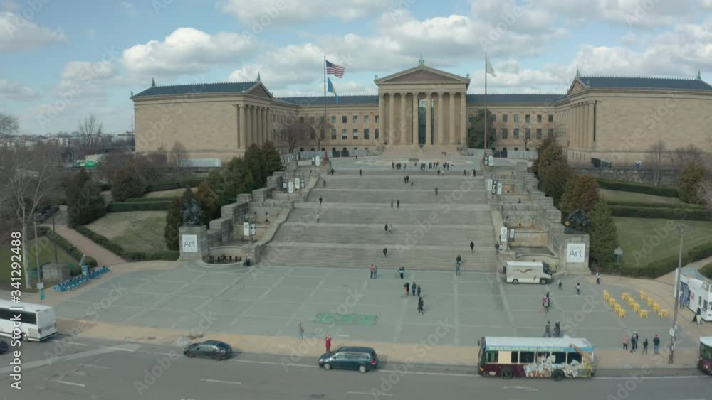 Drone Shot Ascending Past Washington Monument and Philadephia Museum of Art Drone Shot Ascending Past Washington Monument and Philadephia Museum of Art