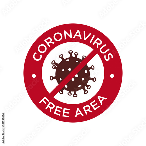 Coronavirus free area icon. Round symbol for disinfected areas of covid-19.