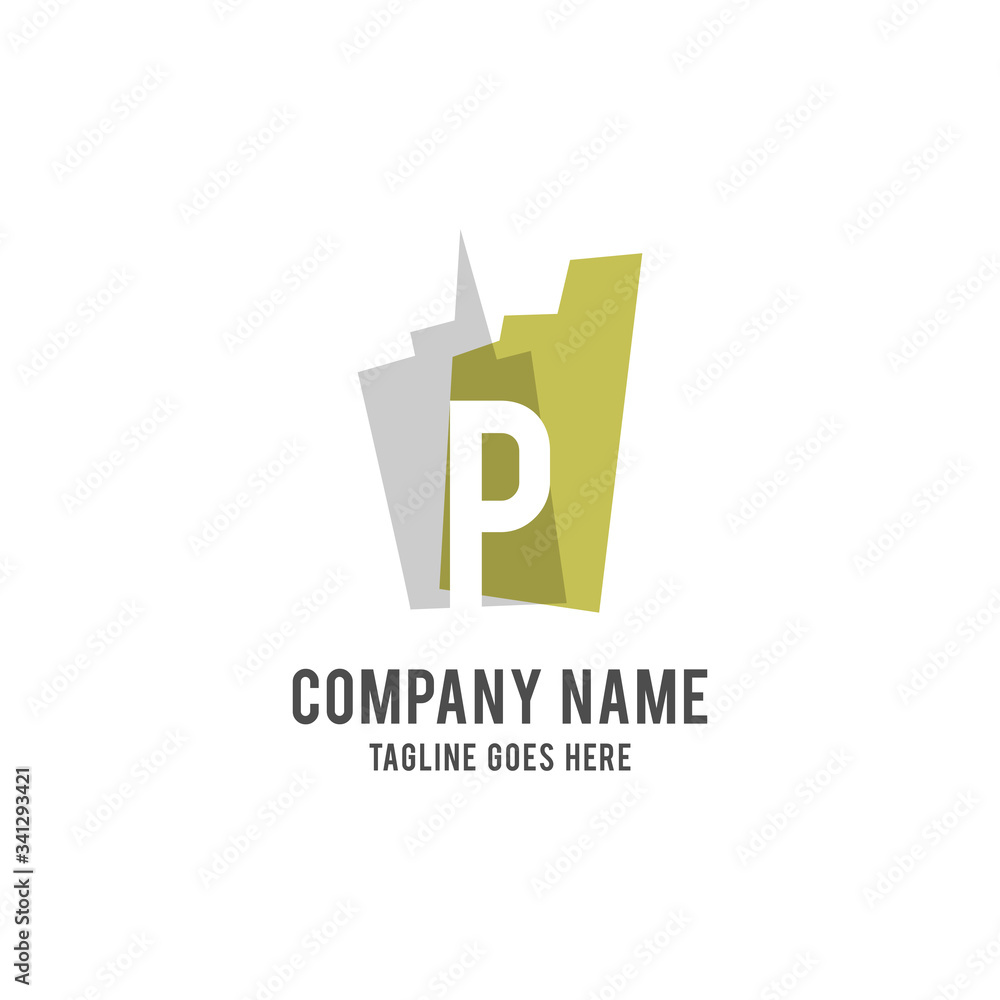 Obraz premium P Letter building logo vector design template