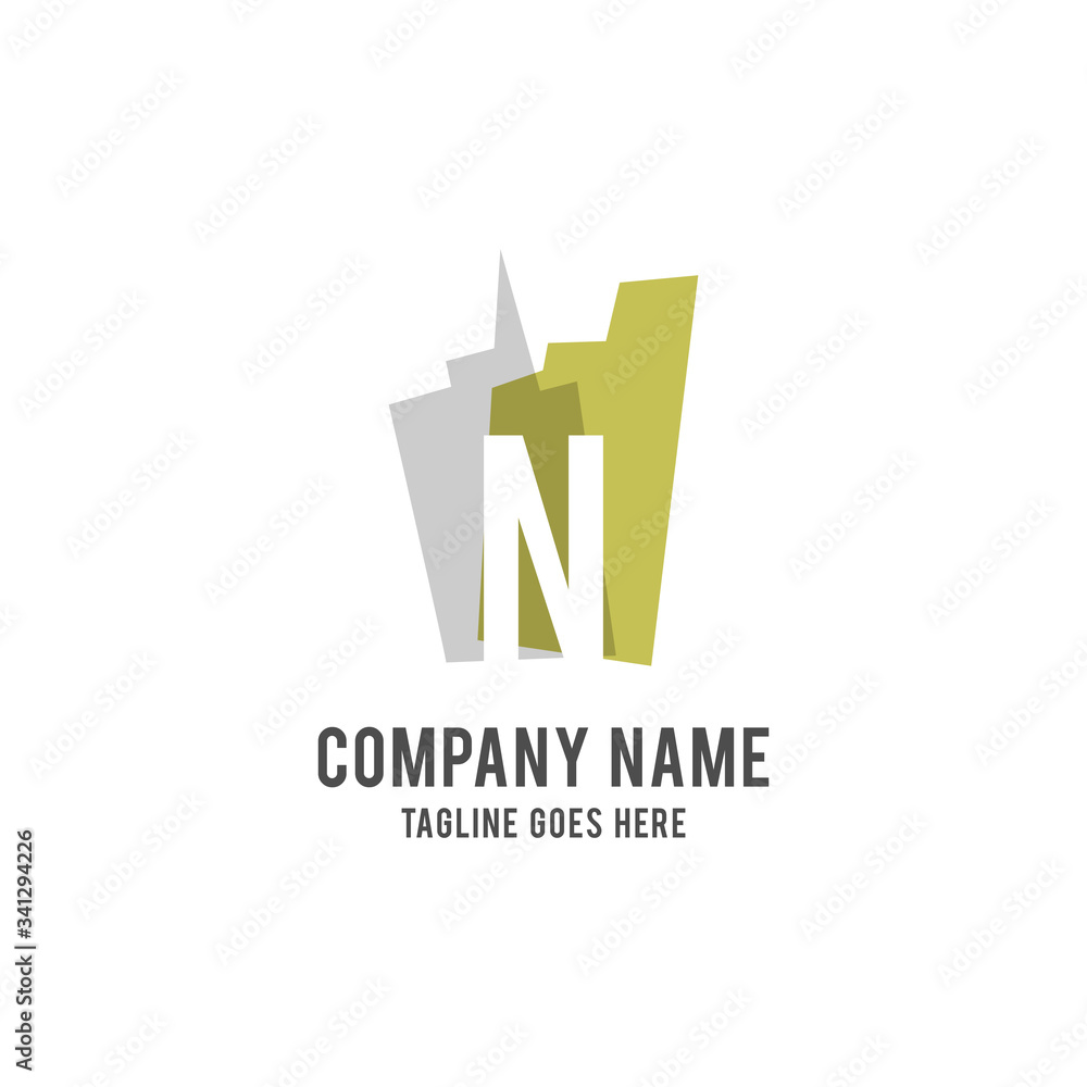 N Letter building logo vector design template