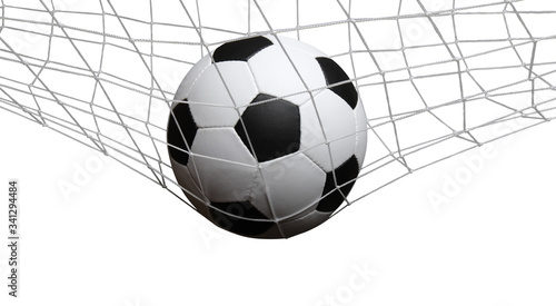 Soccer ball in goal on white © Alekss