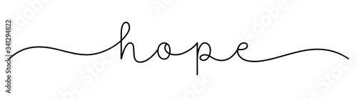 HOPE black vector monoline calligraphy banner with swashes