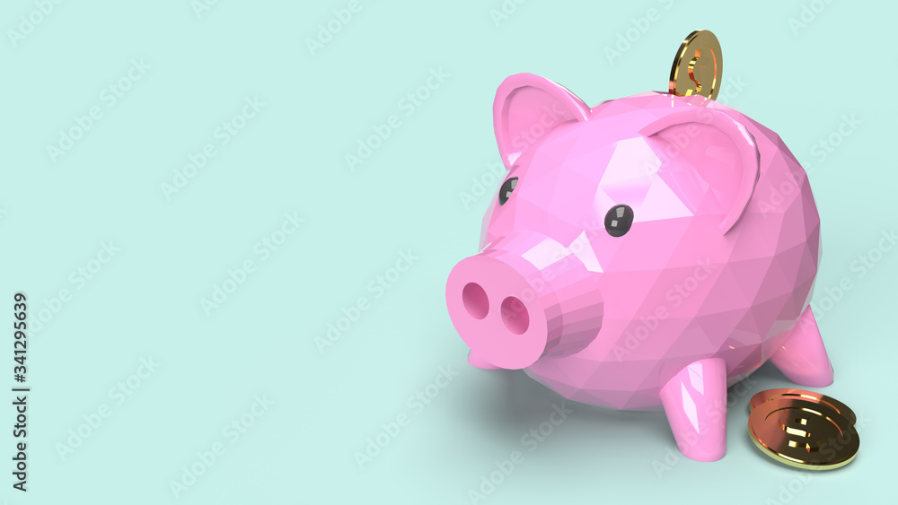 Piggy bank 3d rendering for money content..