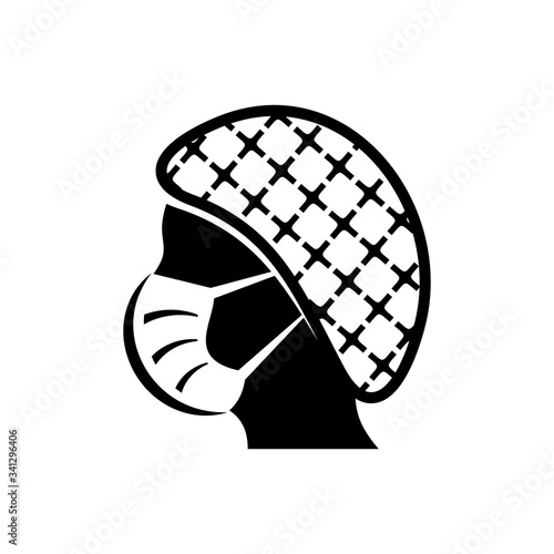 Black vector face mask must be worn icon