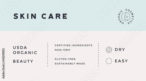 Minimal Label. Typographic modern vintage label, tag, sticker for natural brand, beauty packing. Retro design minimal label, tag of organic cosmetics, old school style, typography. Vector Illustration