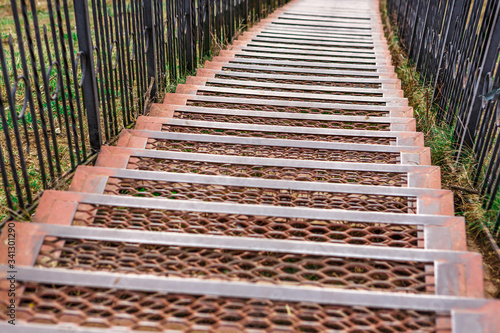 Rusty iron stairs and railings