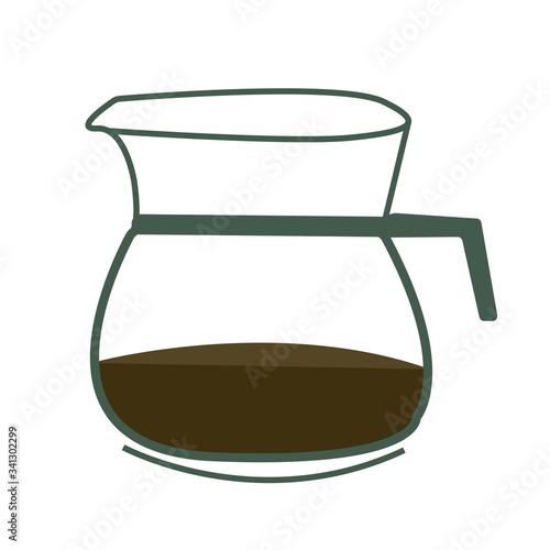 Coffee glass pot isolated on white.