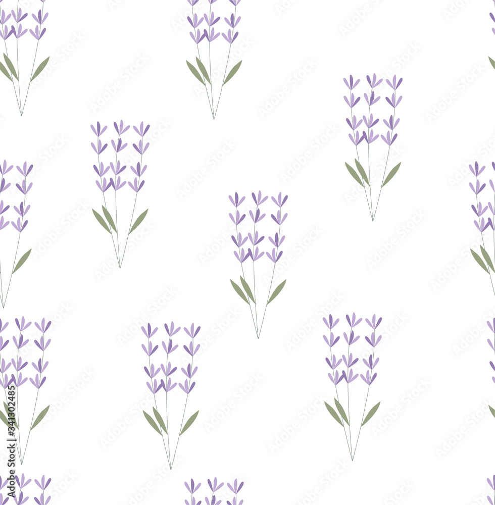 Naklejka premium Lavender plant vector pattern. Lavanda pattern
