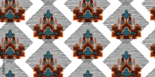 Drapery curves pagan tripe seamless pattern. Indian old surface background. Vector ornament