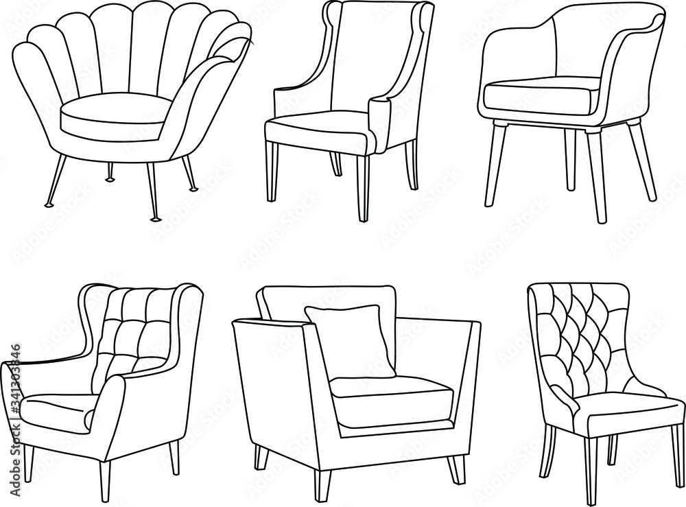 illustration of single-line chairs 