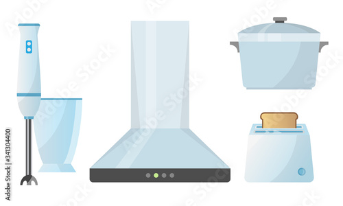 Different types of kitchen appliences for cooking vector illustration
