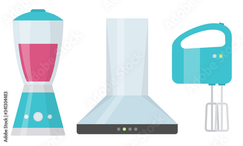 Different kitchen appliences for cooking vector illustration