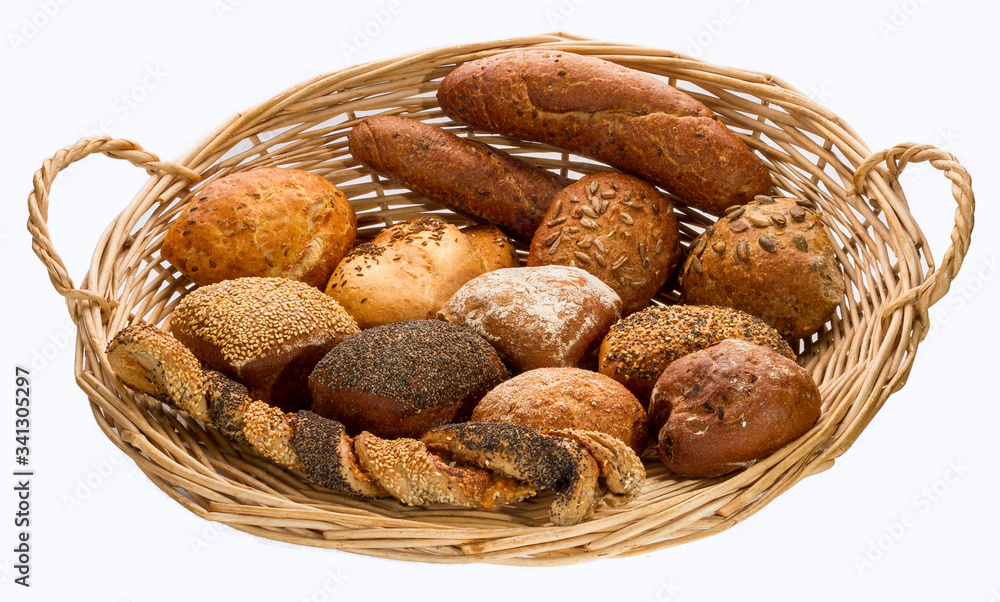 Basket with grain buns Basket with grain buns