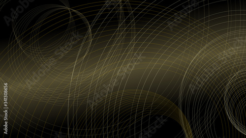 Black, abstract background consisting of various spirals and curves.