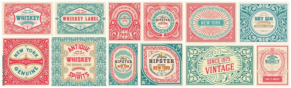 Obraz premium Mega Set of 12 vintage Labels. Vector layered