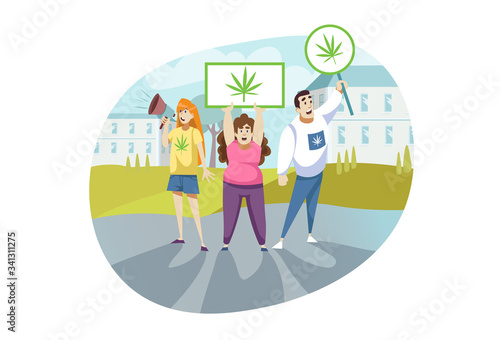 Protest, activist, legalization, marijuana, cannabis concept