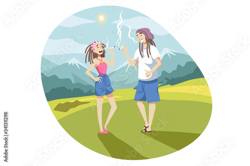 Rastafarian, smoking, marijuana addiction, cannabis consumption concept