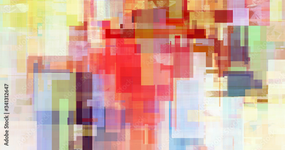 Geometric banner with chaotic brush strokes, digital abstract painting. Beautiful color palette, random rectangles background artwork Geometric banner with chaotic brush strokes, digital abstract painting. Beautiful color palette, random rectangles background artwork