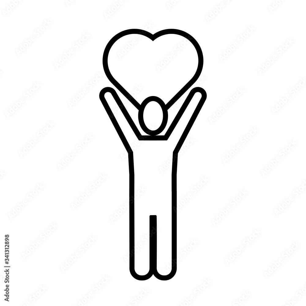 human figure lifting heart solidarity line and fill human figure lifting heart solidarity line and fill