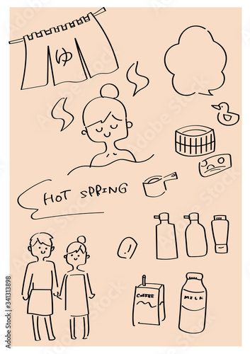 温泉の手描きラフイラスト