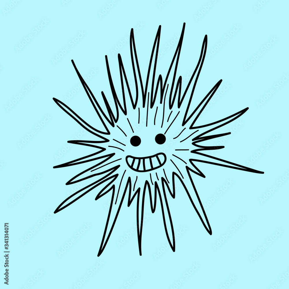 Obraz premium vector sea urchin doodle line icon