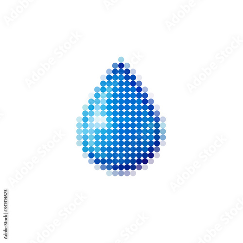 Vector pixel art water drop. 