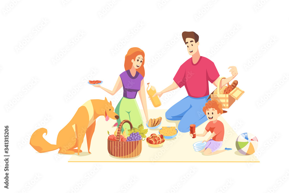 Rest, picnic, family, fatherhood, motherhood, childhood concept