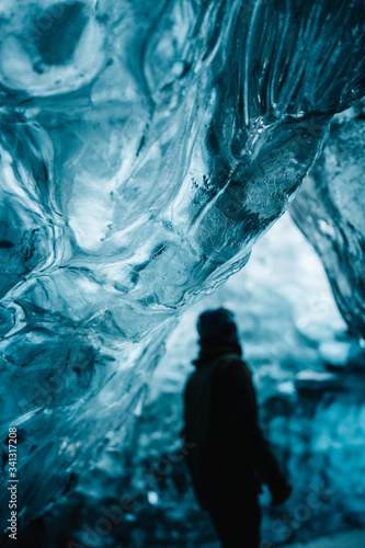 Iceland, Inside a glacier ice cave 
