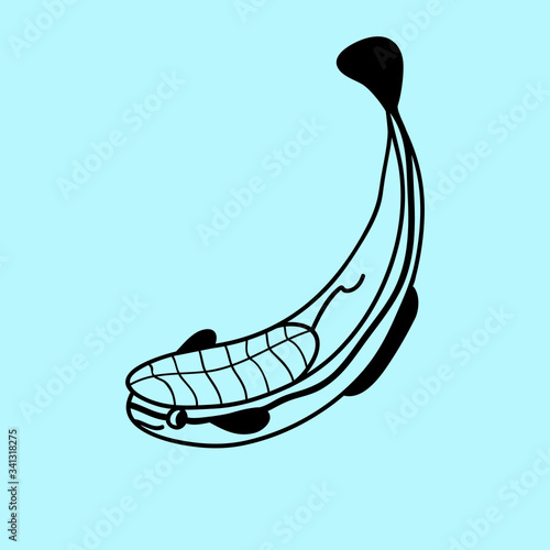 vector remora fish doodle line icon