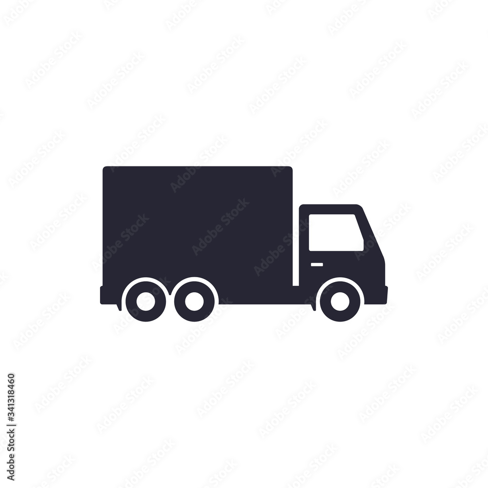 Delivery truck icon isolated on white background. Vector black illustration