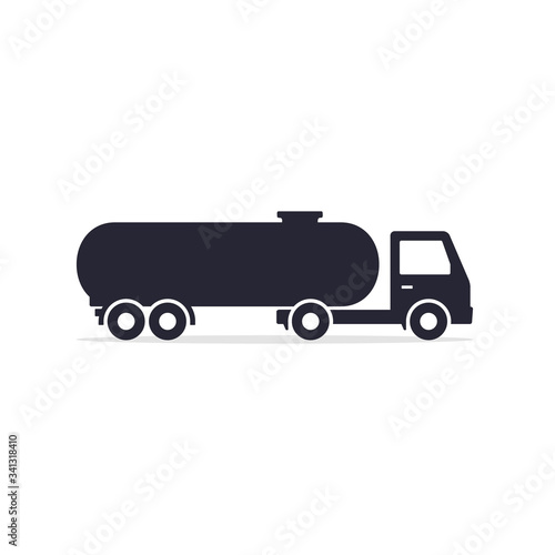 Tank truck icon  cistern truck black flat silhouette illustration