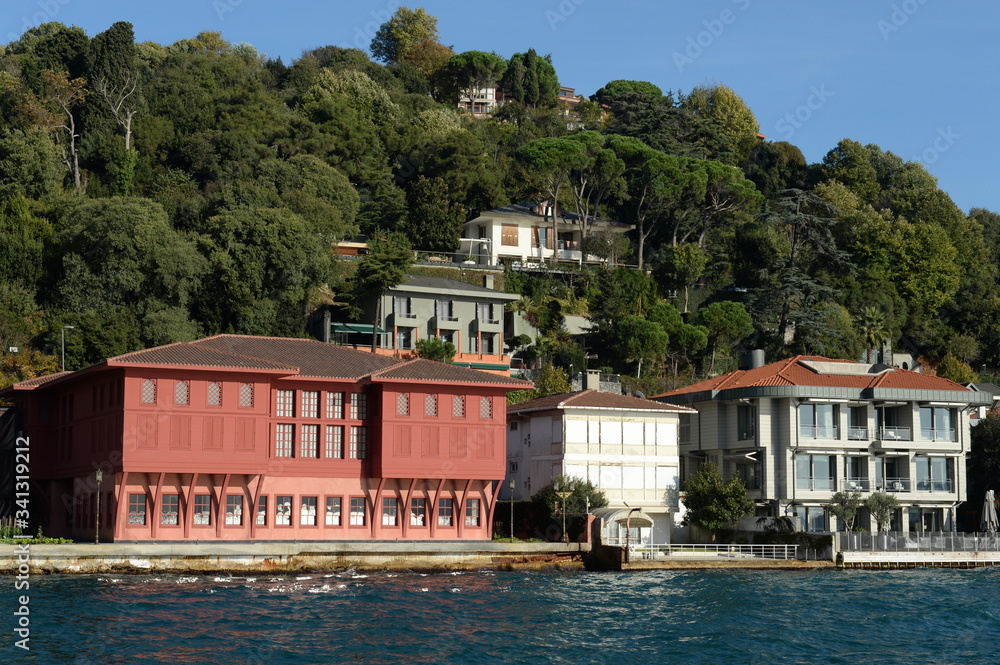 View of the Asian side of Istanbul in the Beykoz area from the Bosphorus