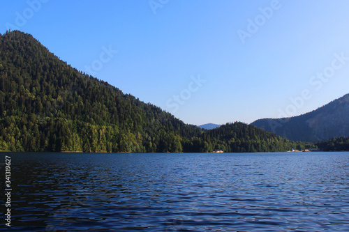 Forest lake calm in the Caucasus mountains