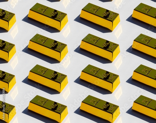 Gold bullion seamless pattern, metall