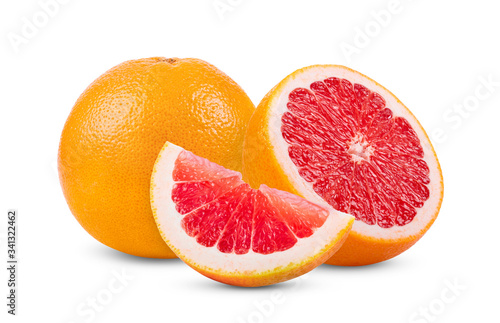  pink grapefruit citrus fruit isolated on white background