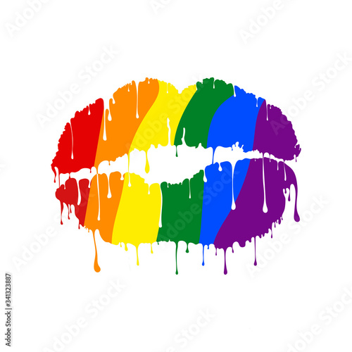 Lgbt pride sign in vector format. Rainbow lips. Kiss illustration.