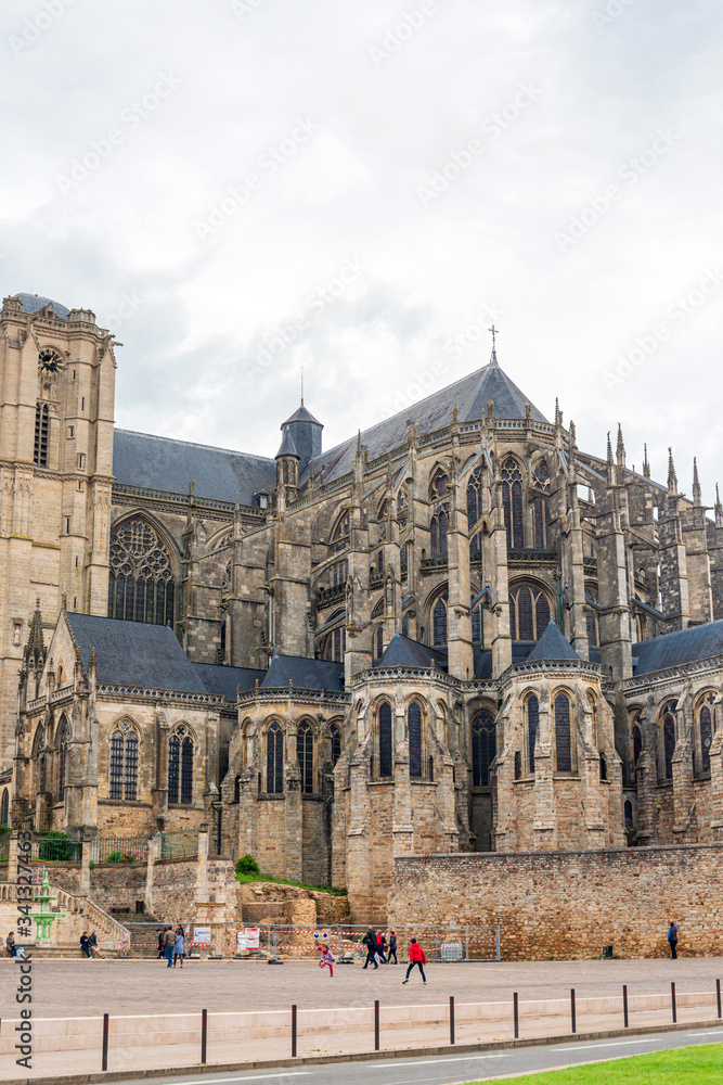 LE MANS, FRANCE - April 28, 2018: Le Mans Cathedral in Le Mans, France