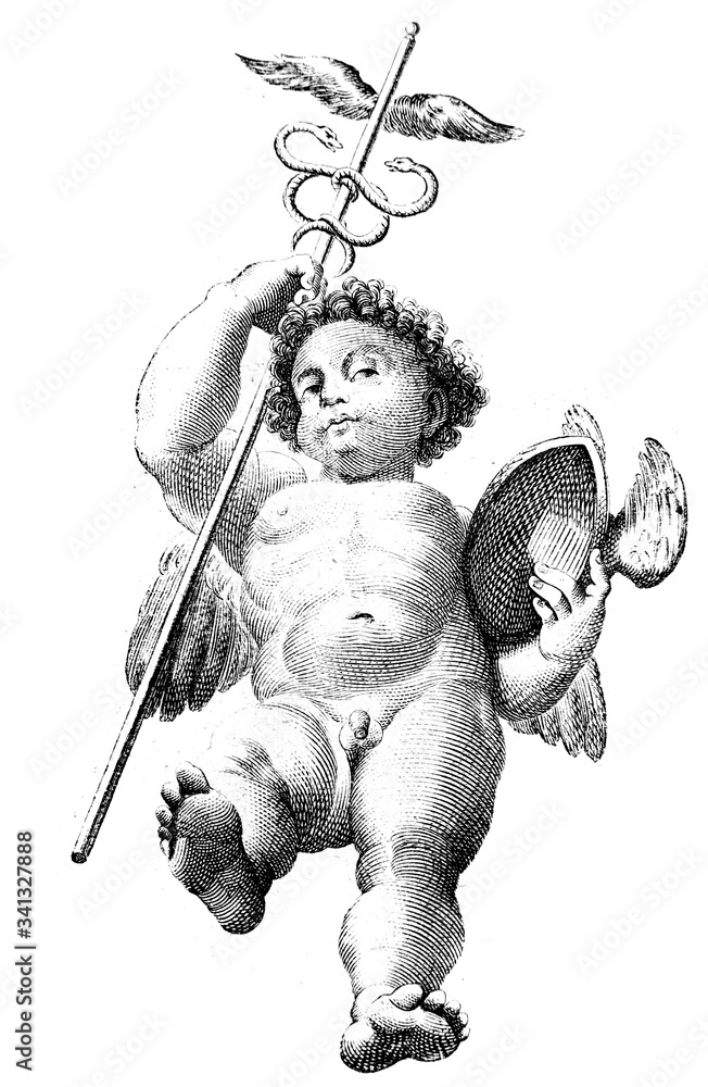 © wowinside - Genius with Mercury attributes by Raphael in the vintage book the History of Arts by Gnedych P.P., 1885