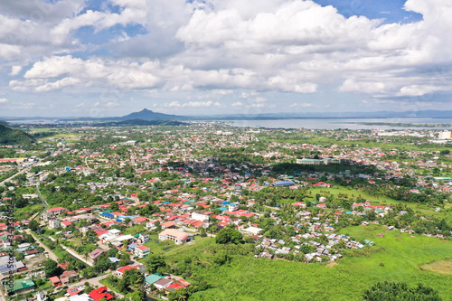 Tacloban city, Leyte island, Philippines. Tropical landscape with panorama of the town, view from above.