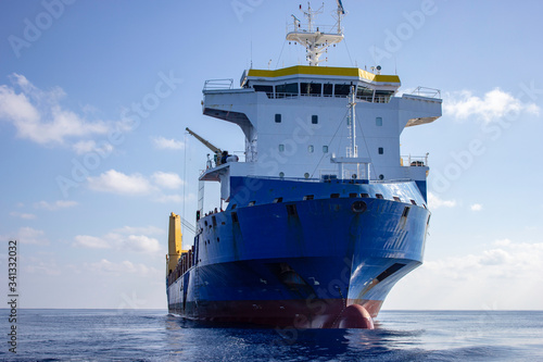 heavy lift cargo vessel at sea  photo