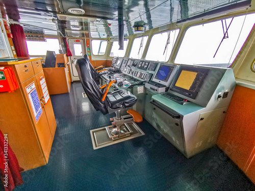 ship navigation bridge with all equipment