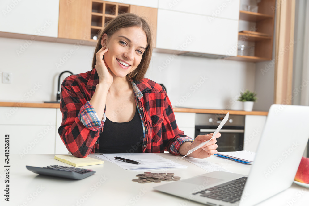 Beautiful woman working at home Beautiful woman working at home