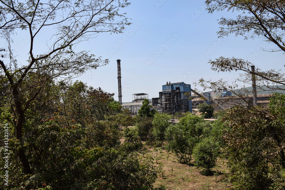 Picture of sugar factory in Industrial area in Indian village