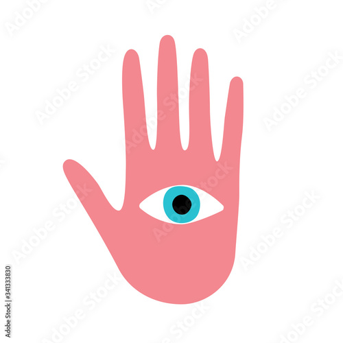 Hand drawn all seeing eye with hand