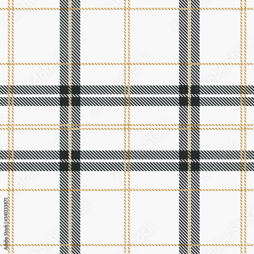 Classic Plaid Tartan (Ivory, yellow, black) Seamless Pattern for shirt printing,clothes, dresses, tablecloths, blankets, bedding, paper,quilt,fabric and other textile products. Vector illustration