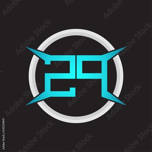 ZP Logo monogram with circle and four taper shape design template