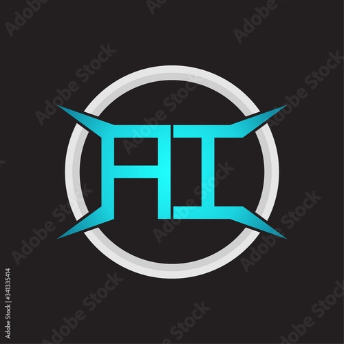 AI Logo monogram with circle and four taper shape design template