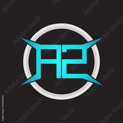 AZ Logo monogram with circle and four taper shape design template