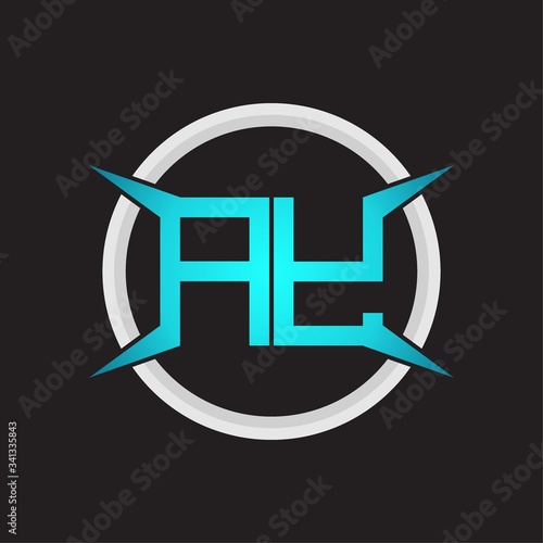 AY Logo monogram with circle and four taper shape design template