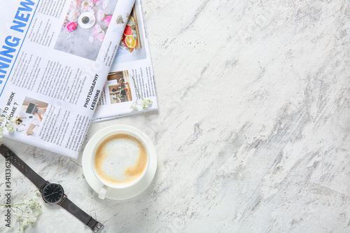 Cup of coffee and newspaper...